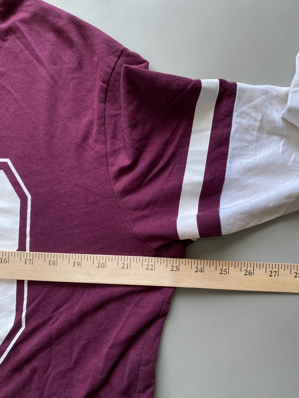 Maroon Burgundy White 78 Large Varsity Jersey Top Long Sleeve Knit - Picture 3 of 7